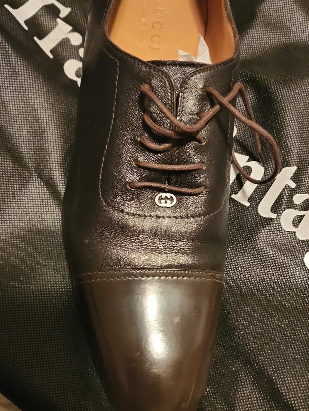 Gucci Dark Brown Leather Cap-Toe Oxford Dress Shoe
